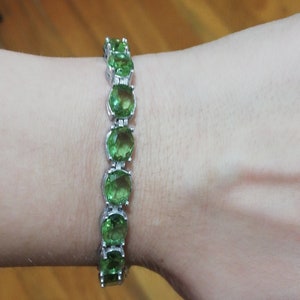 Handmade Sultanit Bracelet,Color Changing,Turkish Diaspore,925 Sterling Silver,Length 19cm, Stone Size  4x6 mm