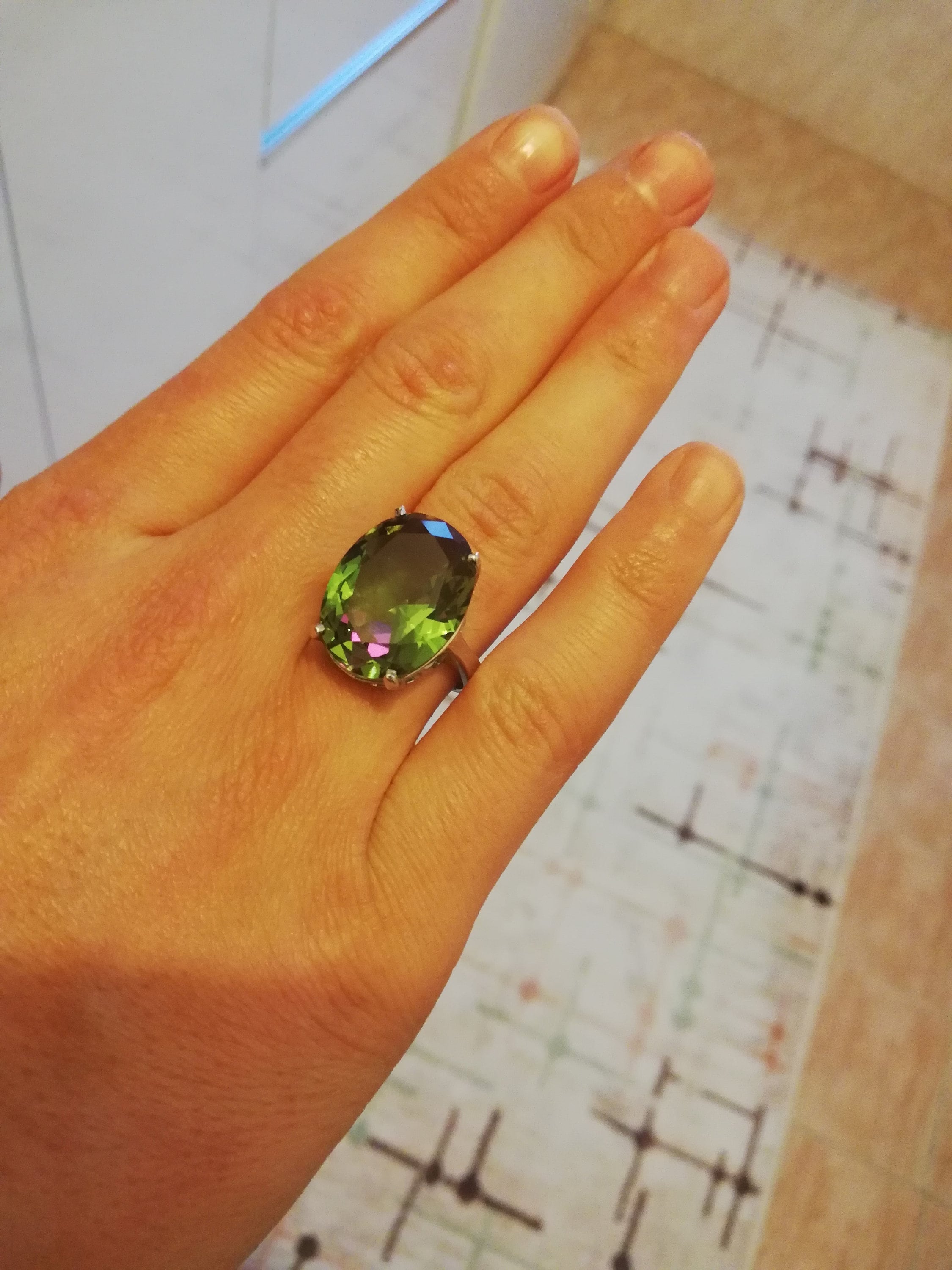 Big Green Onyx Ring, Women Ring, Beautiful Gemstone Ring