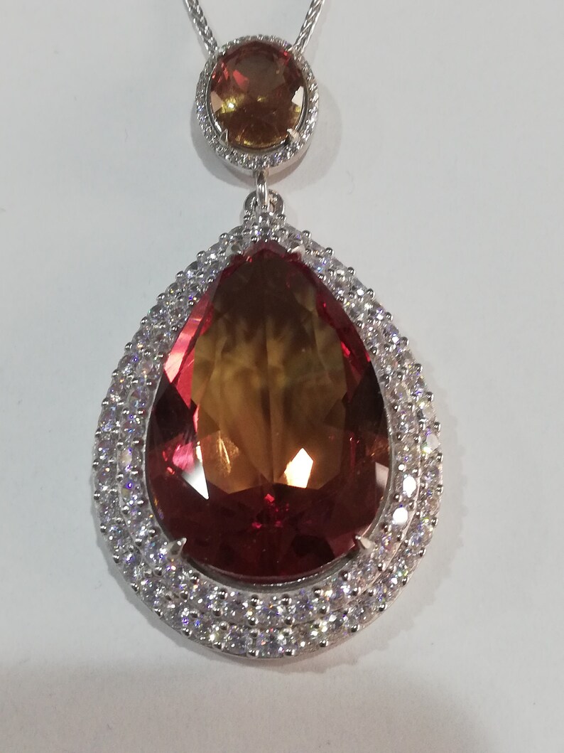 Color Changing,Turkish Diaspore,925 Sterling Silver,Stone Size4 CM *3.5CM,48 Inch Handmade Sultanite,Very Big Necklace Silver Chain,26gr