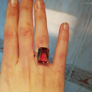Handmade Sultanit Big Ring,925 Sterling Silver, Color Changing,turkish Diaspore,Stone Size 13x18mm,Valentines days gift.