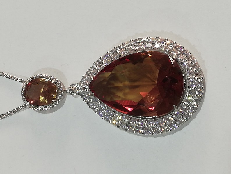 Color Changing,Turkish Diaspore,925 Sterling Silver,Stone Size4 CM *3.5CM,48 Inch Handmade Sultanite,Very Big Necklace Silver Chain,26gr