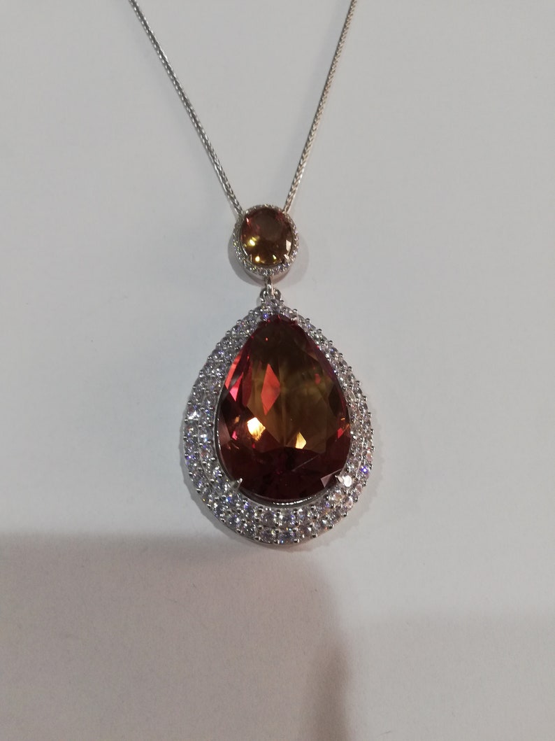 Color Changing,Turkish Diaspore,925 Sterling Silver,Stone Size4 CM *3.5CM,48 Inch Handmade Sultanite,Very Big Necklace Silver Chain,26gr