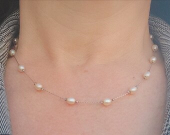 Freshwaterpearls Necklace, Pearl Necklace For Women, Pearl Choker, Gift For Girlfriend, Unique Christmas Gift, Christmas Gift Ideas