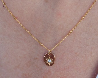 Starbust Necklace, North Star Necklace, Polaris Necklace, Gold Star Necklace, Celestial Necklace, Charm Necklace, Delicate Gold Necklace