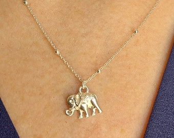 Elephant Necklace Good Luck, Silver Elephant Jewelry, Dainty Elephant Necklace, Delicate Oriental Elephant Pendant Silver, Charm Necklace