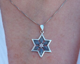 Bico Australia Magen Star of David Silver Pendant for Men Shield Necklace Chain Stainless Steel Israel Necklace Bico Australia Magen Star of David Silver Pendant for Men Shield Necklace Chain Stainless Steel Israel Necklace