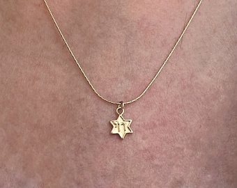 Star Of David Necklace, Gold Chai Necklace, Star Of David Charm Necklace, Jewish Jewelry, Jewish Gifts, Magen David Necklace.