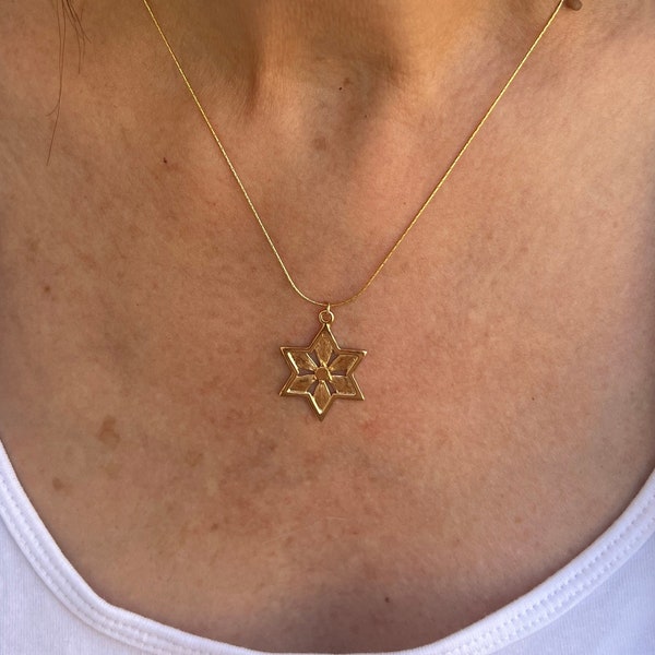 Star Of David Pendant Necklace, Gold Star Of David Necklace, Jewish Gift, Jewish Star, Gold Magen David Necklace.