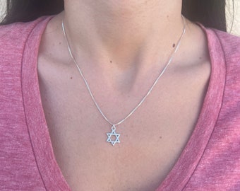 Star Of David Necklace, Silver Star Of David Necklace, Jewish Star Necklace, Star Of David Charm, Magen David Necklace, Jewish Gifts