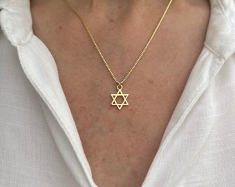 Star Of David Necklace, Gold Star Of David Necklace, Jewish Star Necklace, Magen David Necklace, Hannukah Gifts, Jewish Jewelry