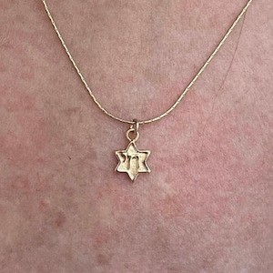Star Of David Necklace, Gold Chai Necklace, Star Of David Charm Necklace, Jewish Jewelry, Jewish Gifts, Magen David Necklace.