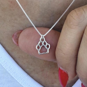 Dog Paw Necklace, Paw Print Necklace, Dog Lover Gift, Pet Memorial Necklace, Sterling Silver Dog Necklace, Paw Print Pendant
