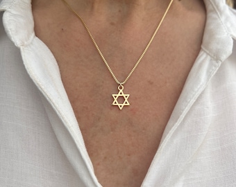 Star Of David Necklace, Gold Star Of David Necklace, Star Of David Charm, Magen David Necklace, Jewish Hebrew Necklace, Jewish Gifts
