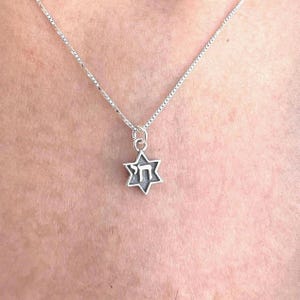 Chai Necklace, Sterling Silver Chai Pendant, Jewish Jewelry, Star Of David Necklace, Hebrew Necklace, Bat Mitzvah Gift