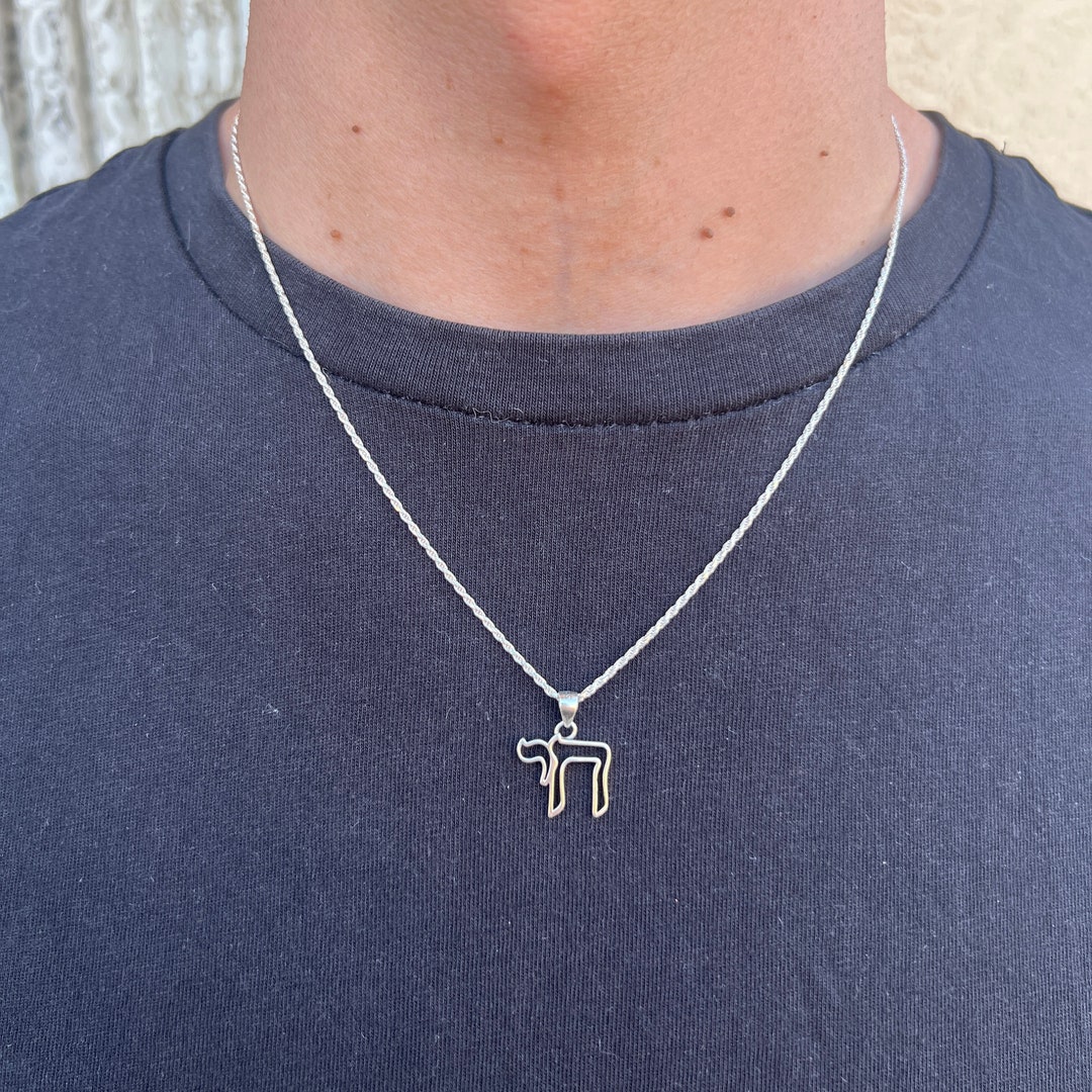 Chai, Chai Necklace, Mens Necklace, Hebrew Necklace, Chai Necklace for