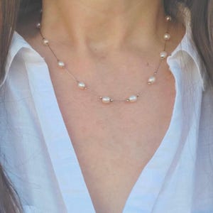 Dainty Pearl Necklace, Pearl Choker, Wedding Jewelry, Minimalist Necklace, Anniversary Gift, 5th Anniversary Gift, Layering Necklace