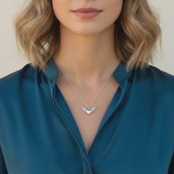 Memorial Necklace For Loss, Memorial Jewelry, Gold Guardian Angel Wings Necklace, Sympathy Gift, Protection Necklace, Necklaces for women
