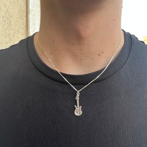Sterling Silver Guitar Necklace, Guitar Gifts, Guitar Gifts For Men, Guitar Jewelry, Guitarist Gift, Boyfriend Gift Ideas