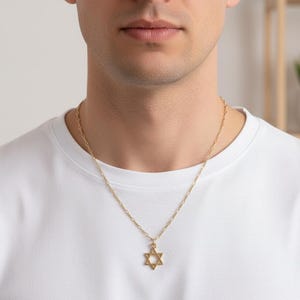 Collar con estrella de David, collar con la estrella de David para hombre, regalo judío para hombre, collar con la estrella judía para hombre, delicado collar con la estrella de David.