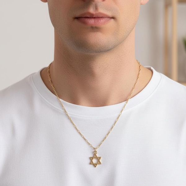 Magen David Necklace, Star Of David Necklace Men's, Jewish Gift For Men, Jewish Star Necklace For Men, Dainty Star Of David Necklace.