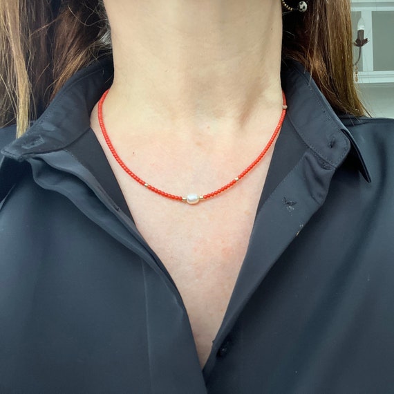 Etsy on sale coral necklace