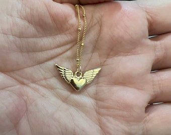 Heart Necklace With Wings, Angel Wings Necklace, Guardian Angel Necklace, Gift For Girlfriend, Gift For Best Friend