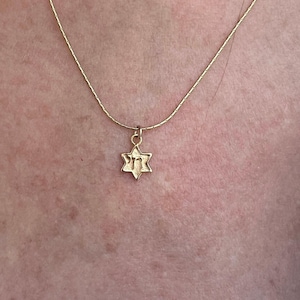 Star Of David Necklace, Gold Chai Necklace, Star Of David Charm Necklace, Jewish Jewelry, Jewish Gifts, Magen David Necklace.