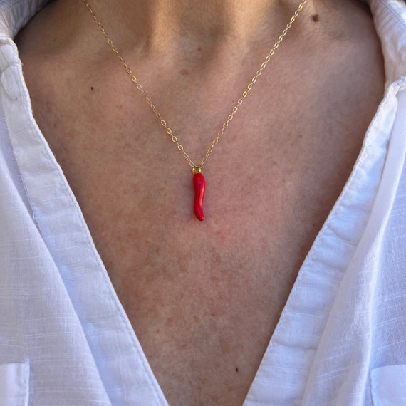 Cornicello Necklace Italian Horn Necklace Cornicello Charm Horn Pendant Necklace Chili Pepper Necklace Cornicello For Women