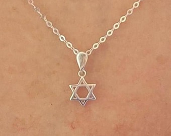 Collar con estrella de David de plata de ley, collar con estrella judía, joyería judaica, delicado collar con estrella de David, collar Magen David