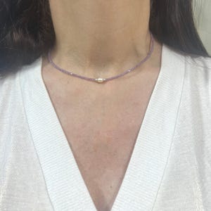 Amethyst Perlen Halskette, Edelstein Halskette, Amethyst Schmuck, Lila Edelstein Halskette, Edelstein Schmuck, bestes Geschenk für Frauen