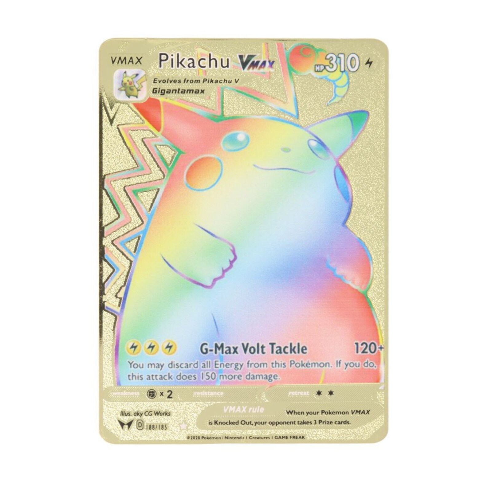 Pokemon Gold Custom Card Pikachu Vmax | Etsy