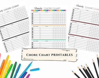 Chore Chart For Kids/ Family Chore Printables- Instant Download