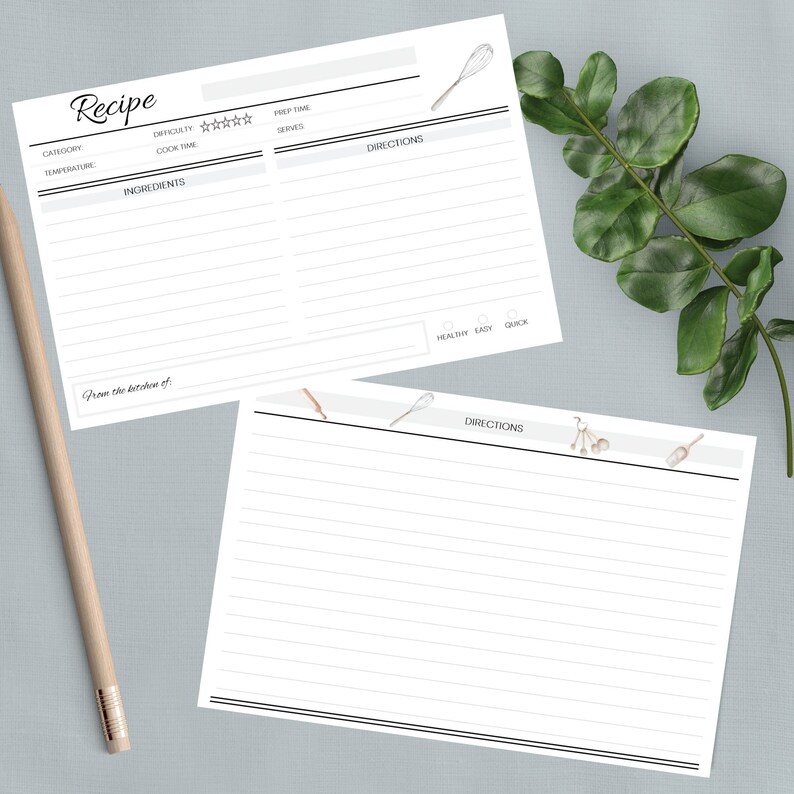 Recipe Cards 4x6 Recipe Binder Printables Etsy