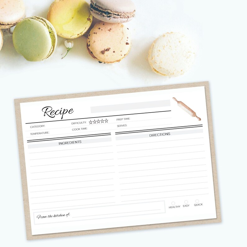 Recipe Cards 4x6 Recipe Binder Printables Etsy