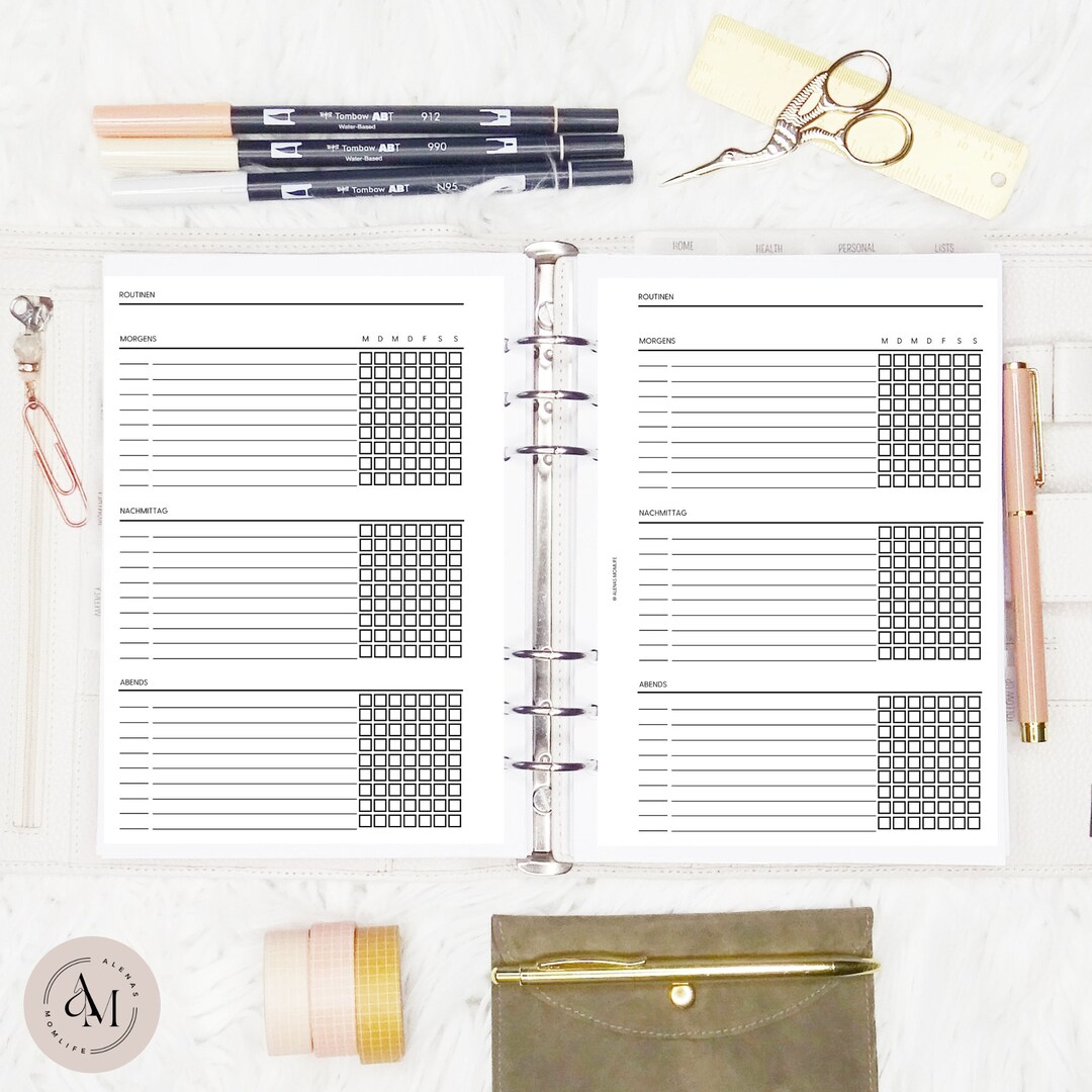 Routine Planner Inserts Note Paper A5 Calendar Inserts Skin Care ...