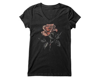 Single Rose Tee, Rose Tee Shirt, Cut Rose Tee Shirt