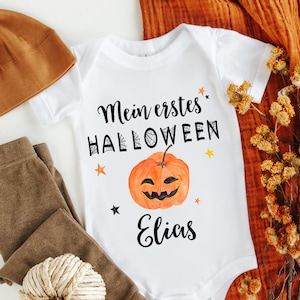 Mein erstes Halloween Baby Kostüm Halloween Body personalisiert mit Namen Halloween Baby Body Strampler Halloween Verkleidung Mädchen Junge Bild 1