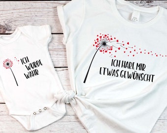 Mama Tochter Partnerlook T-Shirt / Mama Tochter Outfit mit Pusteblumen Herzen / 1. Muttertagsgeschenk Baby Strampler Muttertag Geschenk