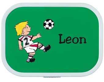 Brotdose und Trinkflasche mit Namen personalisiert - Set Fußball - BPA-frei - Kindergarten Brotbox Lunchbox Schule Junge Fußballer