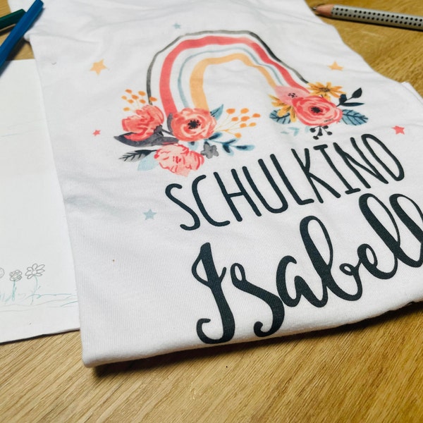 Einschulung T-Shirt Mädchen 2024 Personalisiert mit Name / Schulkind 2024 Mädchen / Einschulungsparty Geschenk Mädchen / Schulanfang Shirt