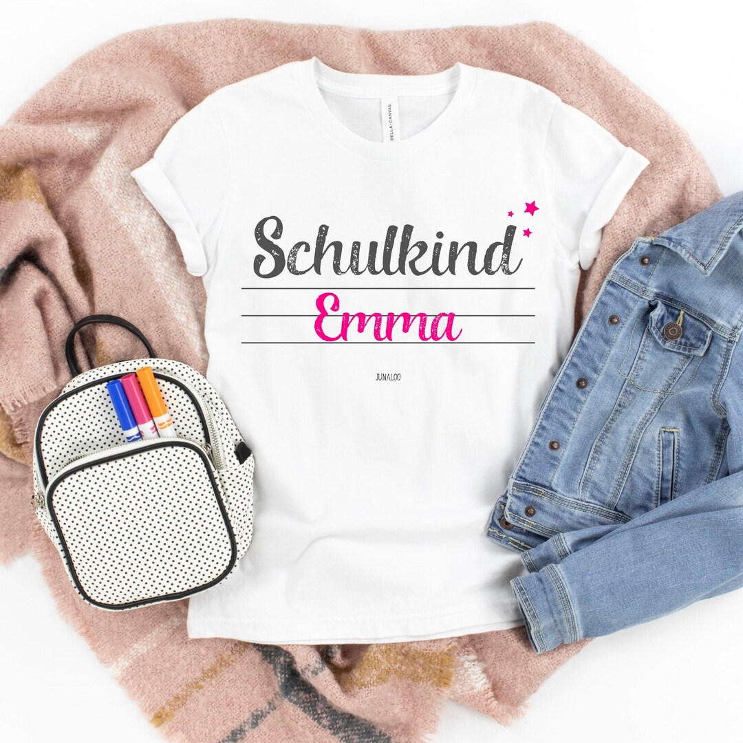 Schulkind 2024 Mädchen Personalisiert Mit Name T-shirt / Einschulung
