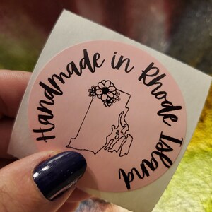 PNG Sticker Download - Handmade in Rhode Island - Small Business Sticker Printable Download - Thermal printer sticker design