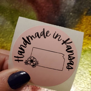 PNG Sticker Download - Handmade in Kansas - Small business sticker download - Thermal Printer sticker design