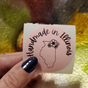 PNG Sticker Download - Handgemaakt in Illinois - Small Business Sticker Download - Thermische Printer Sticker Design