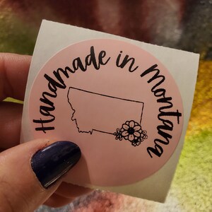 PNG Sticker Download - Handmade in Montana - Small Business Sticker Download druckbar - Thermodrucker Sticker Design