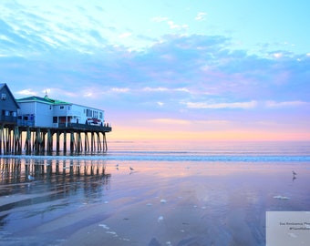 Batch 3 Digital Photos Blue Beach Sunrise Pier  / Old Orchard Beach ME / Pier /Printable  / Digital Photo / Digital Wall Art / Wall Décor