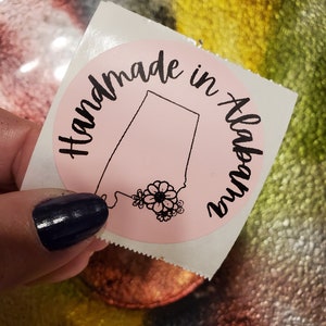 PNG Sticker Download - HANDGEMAAKT IN Alabama - Small Business Sticker - Thermische Printer Sticker Design