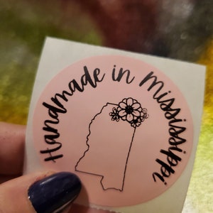 PNG Sticker Download - Handmade in Mississippi - Small Business Sticker Download - Thermal Printer Sticker Design