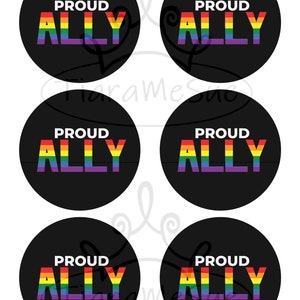 Modèle de bouton pinback PROUD ALLY pour boutons de 1 po, 1,5 po, 2,25 po et 3 pouces - Téléchargement numérique uniquement!