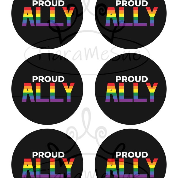 PROUD ALLY pinback button template for 1 in, 1.5 in, 2.25 in, and 3 inch buttons - Digital Download Only!